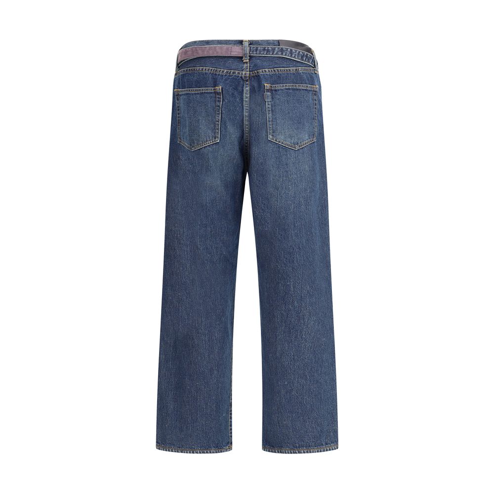 Pantalons Sacai ceinturés bleus