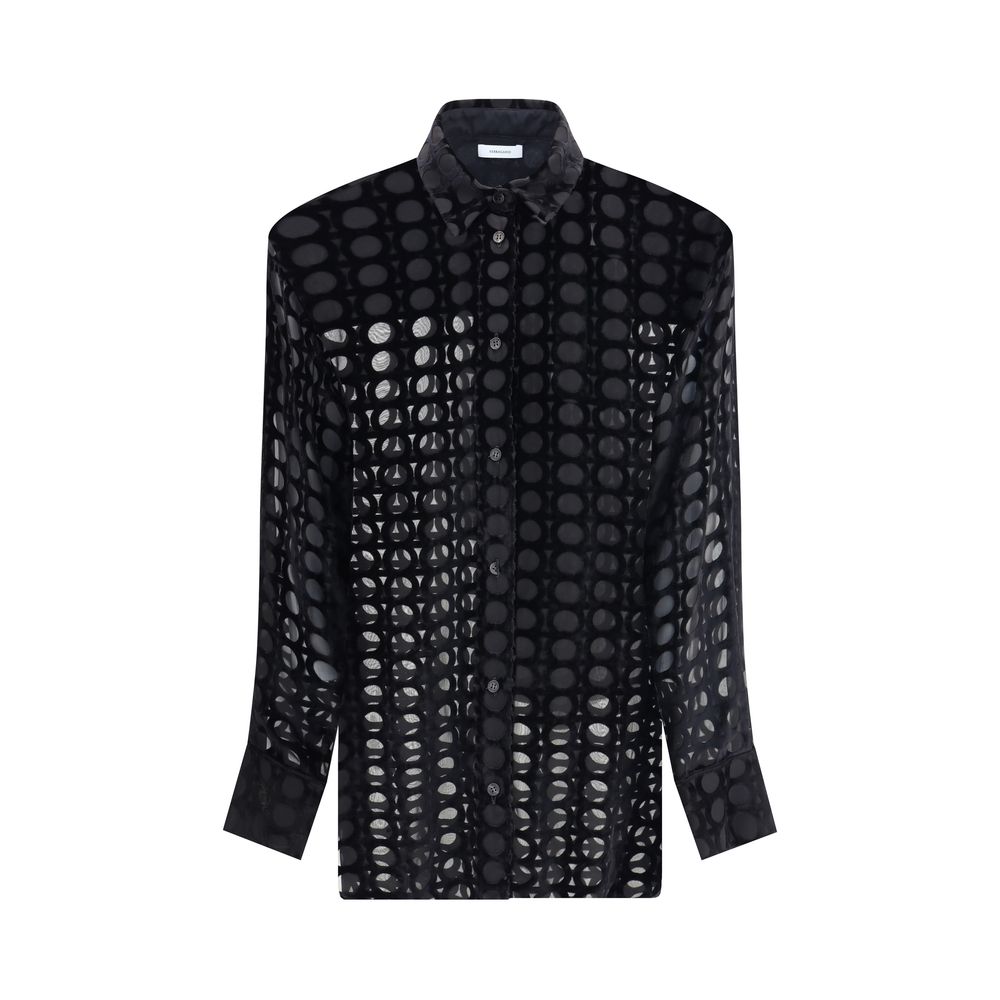 Chemise Ferragamo en velours devoré noire