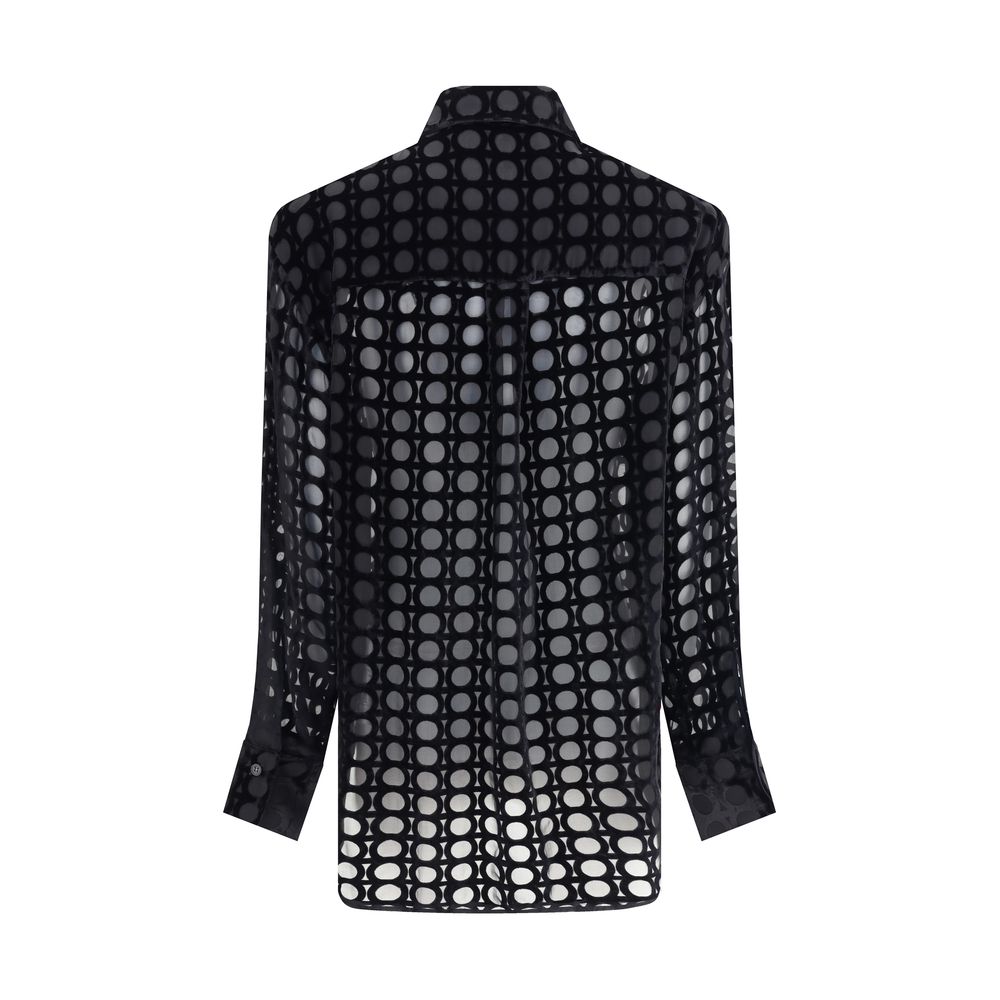 Chemise Ferragamo en velours devoré noire