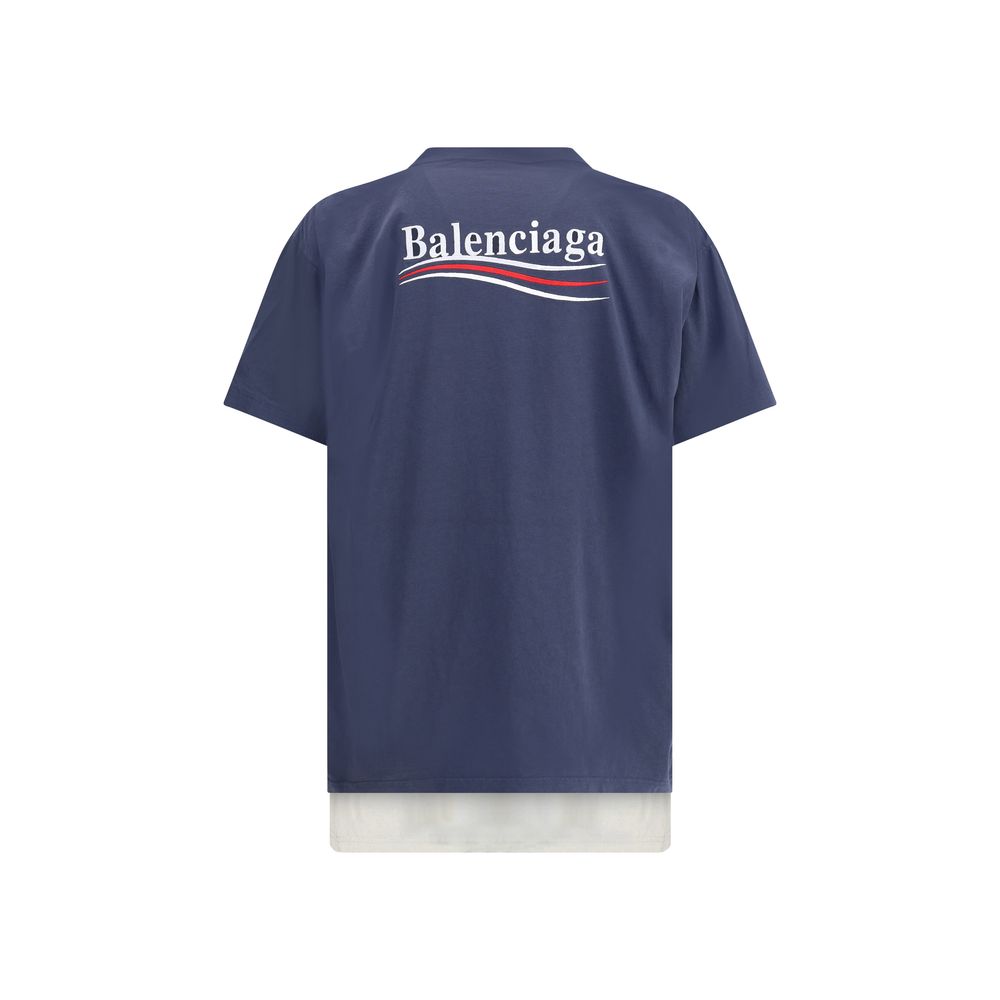 T-shirt Balenciaga Double Political blanc