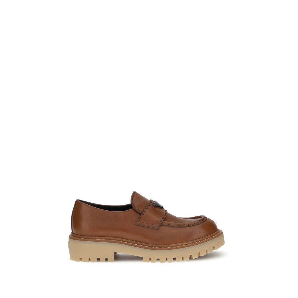 Loafers Prada à effet cuir noir