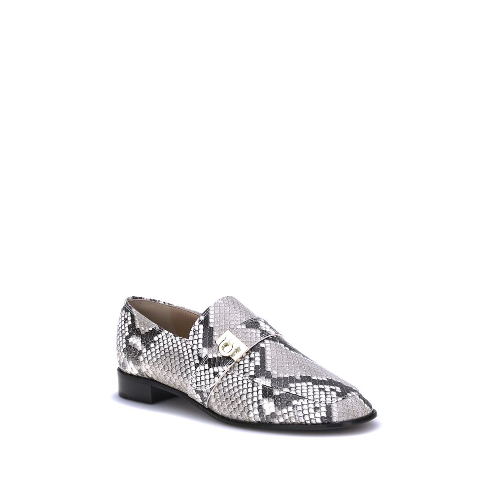 Loafers Ferragamo python imprimé gris