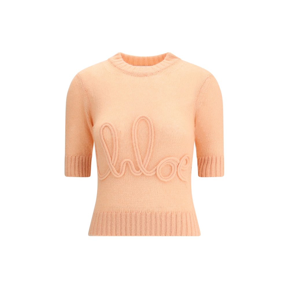 Pull Chloé Logo laine beige