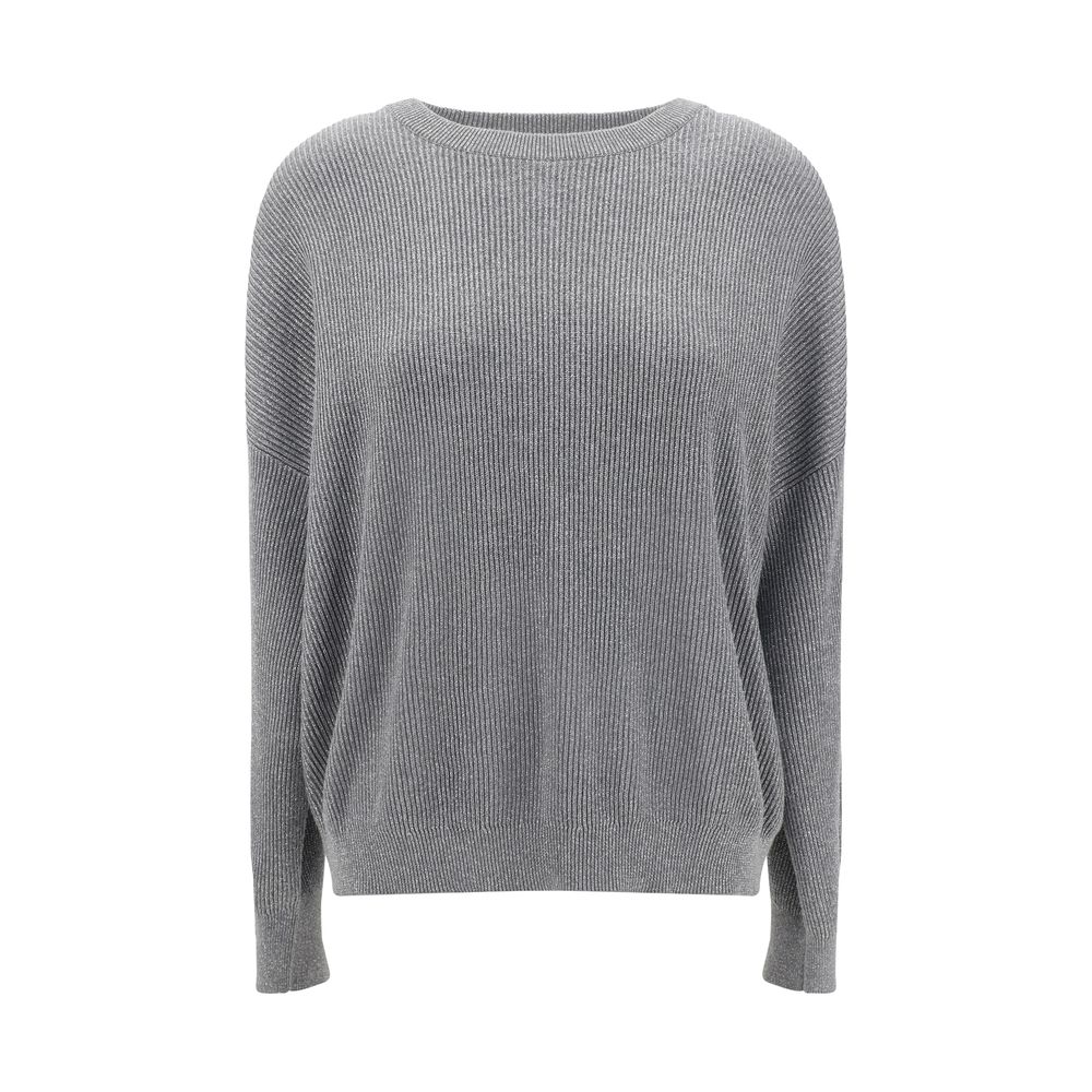 Pull Brunello Cucinelli ribbé gris
