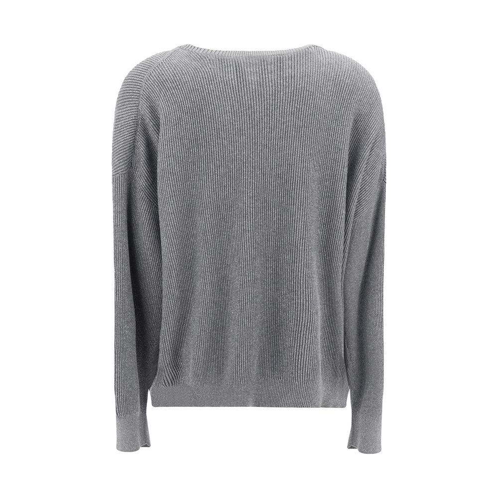 Pull Brunello Cucinelli ribbé gris