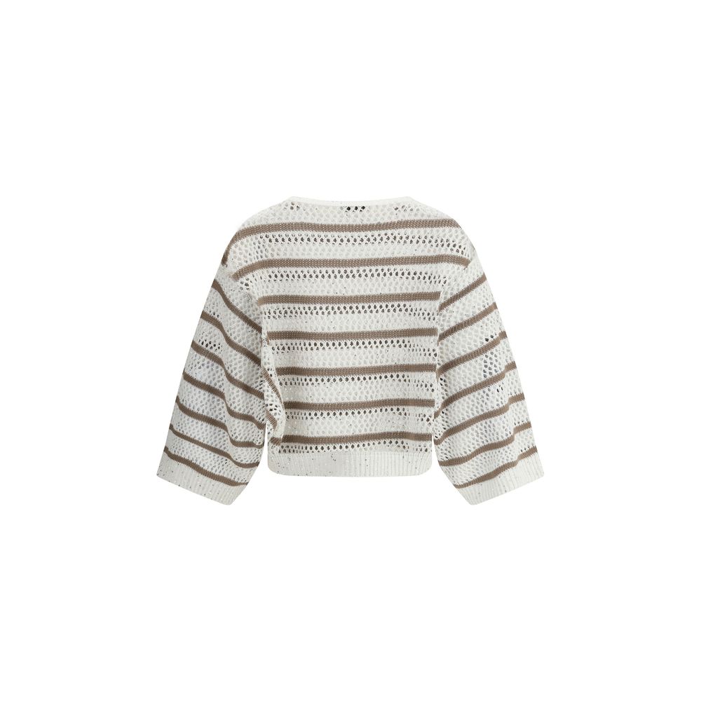 Pull Brunello Cucinelli à sequins blancs