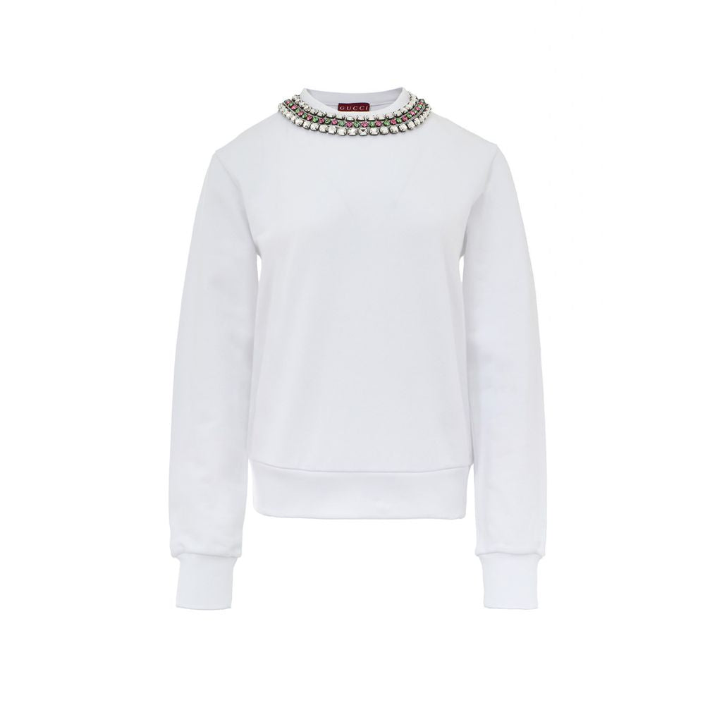Sweatshirt Gucci à col bijou blanc