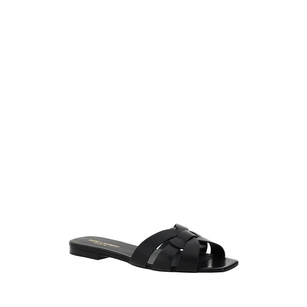 Sandales Saint Laurent tressées noires