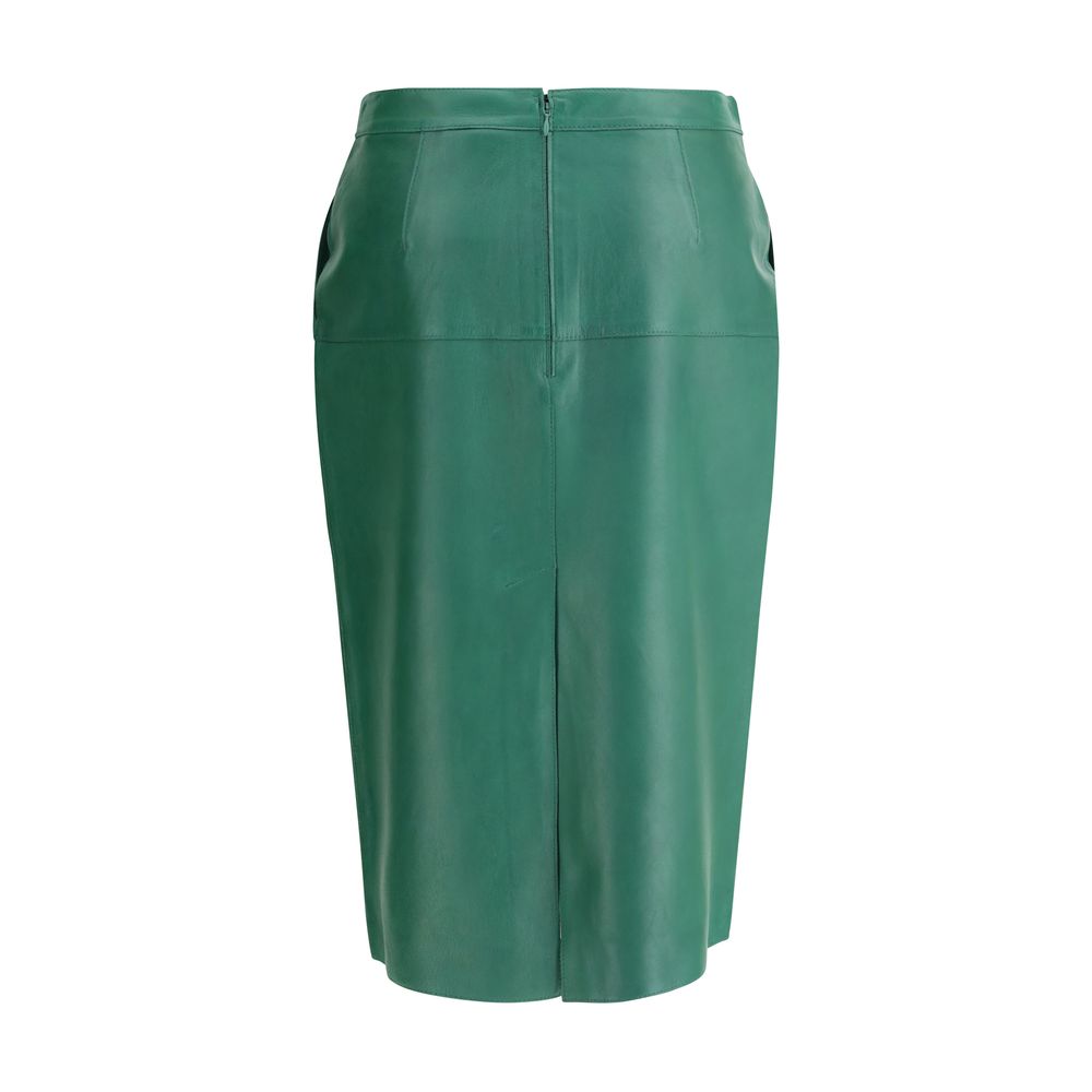 Jupe midi P.A.R.O.S.H. en cuir noire