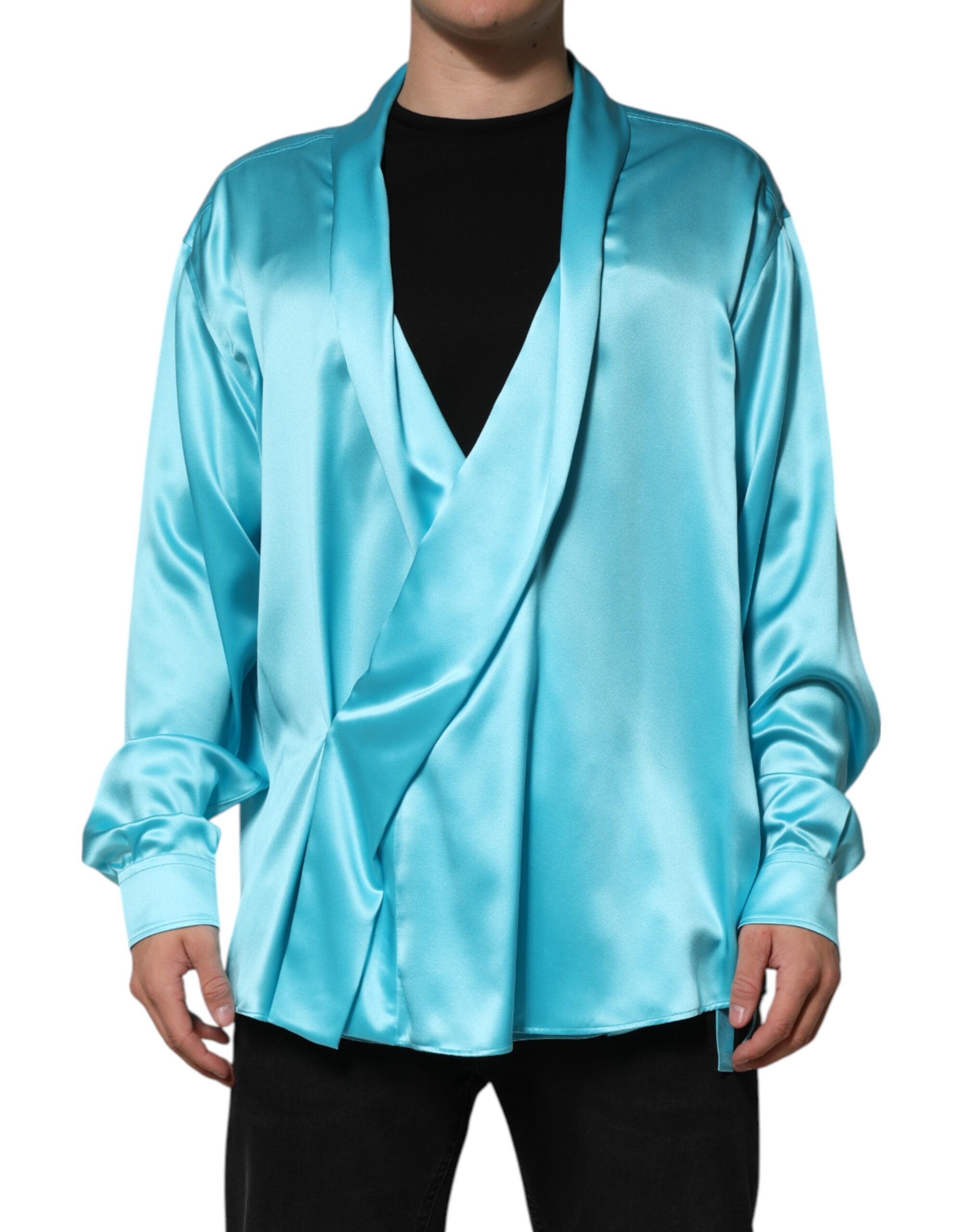 Pull Dolce & Gabbana V-neck aqua bleu