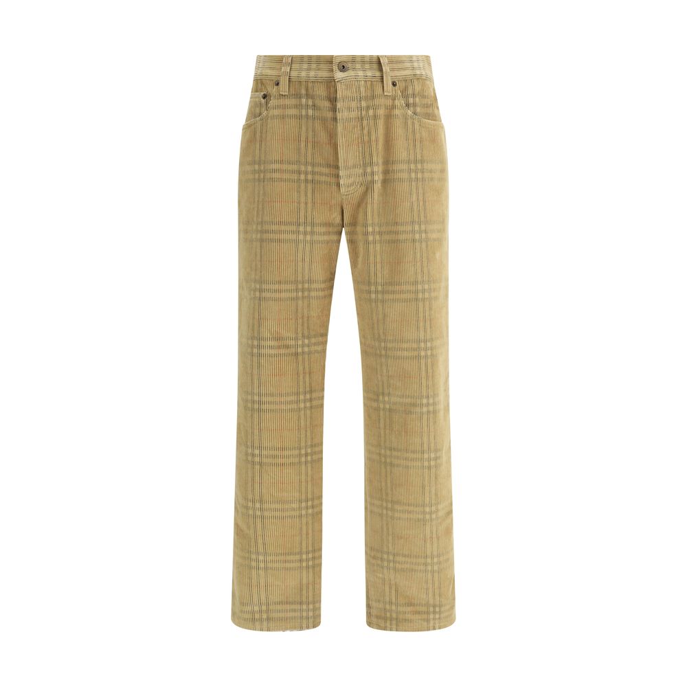 Pantalons Burberry velours à motifs beiges