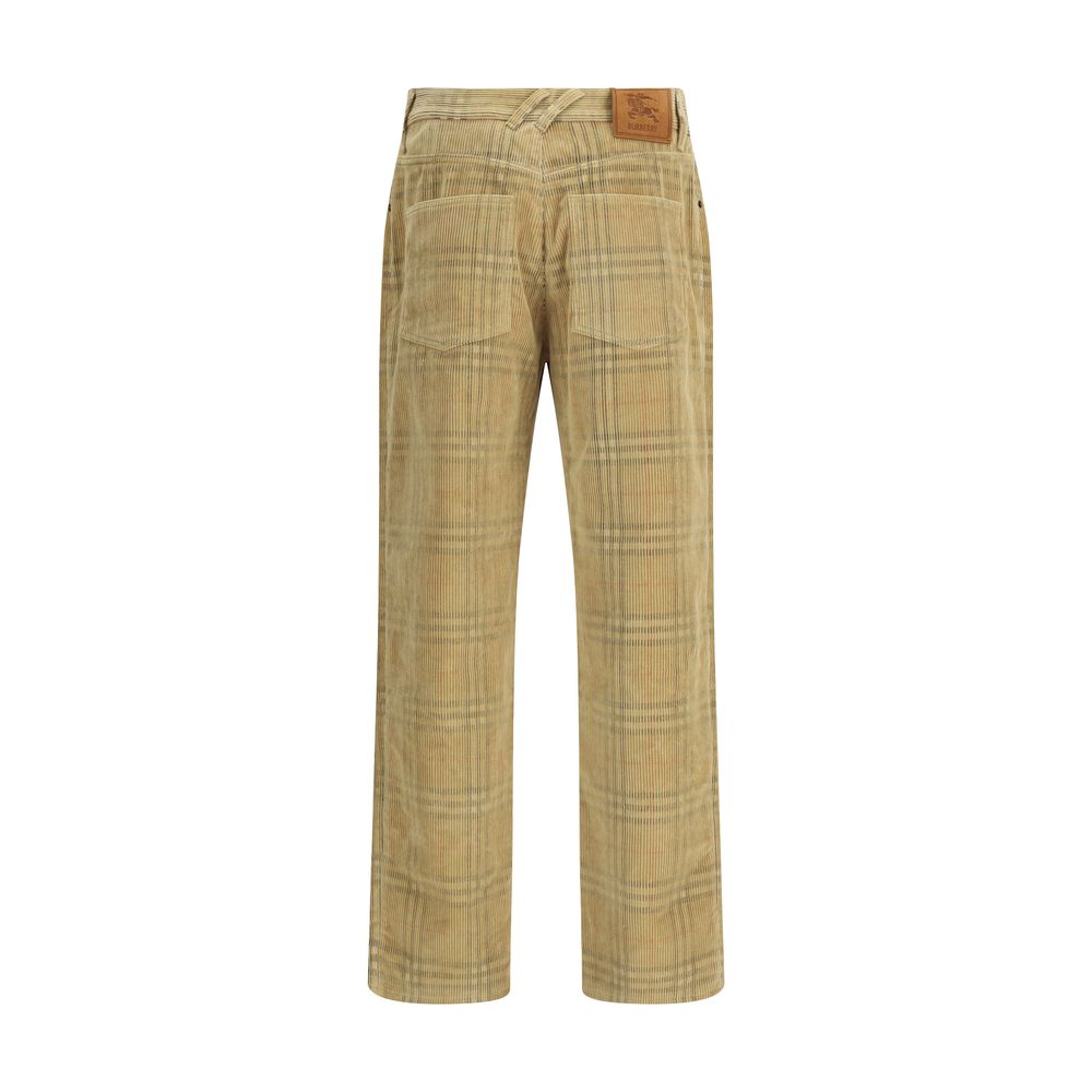 Pantalons Burberry velours à motifs beiges