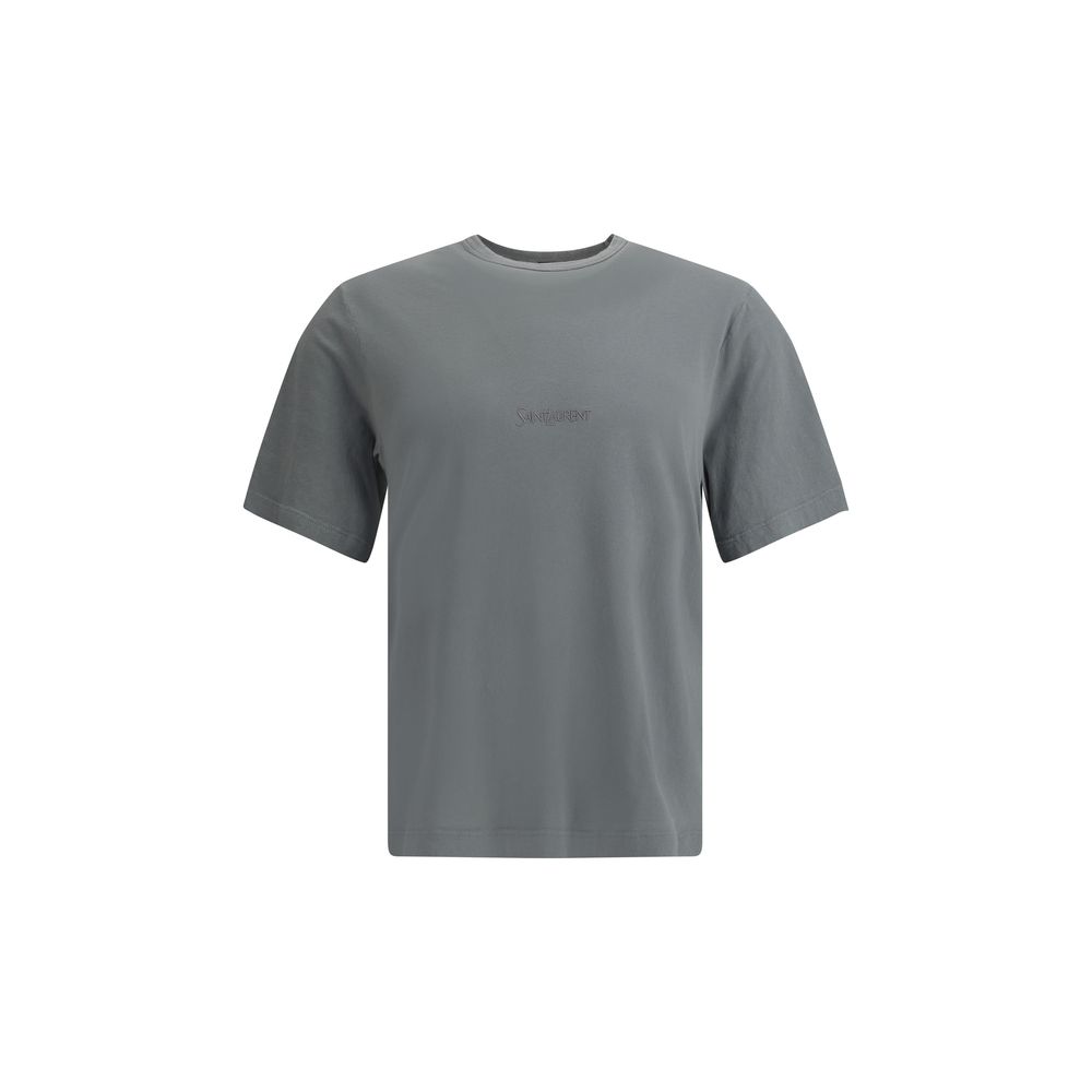 T-shirt Saint Laurent logo ton sur ton blanc