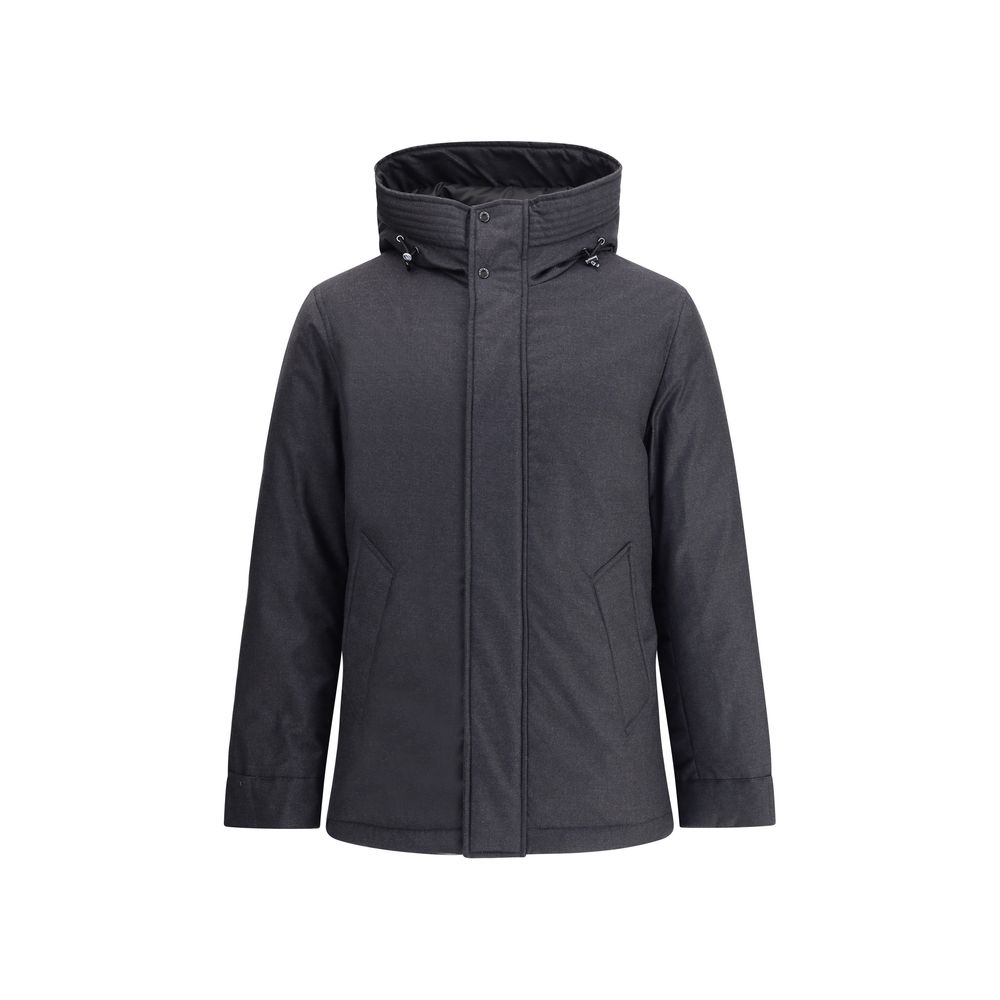 Parka Woolrich en laine vierge grise