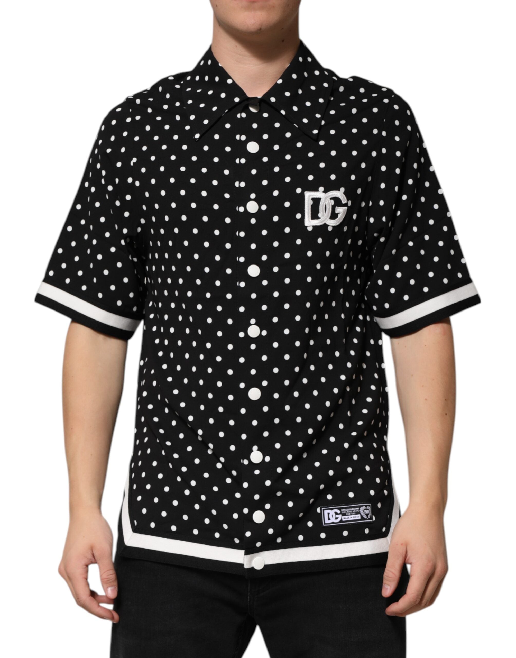 Polo Dolce & Gabbana noir à pois blancs
