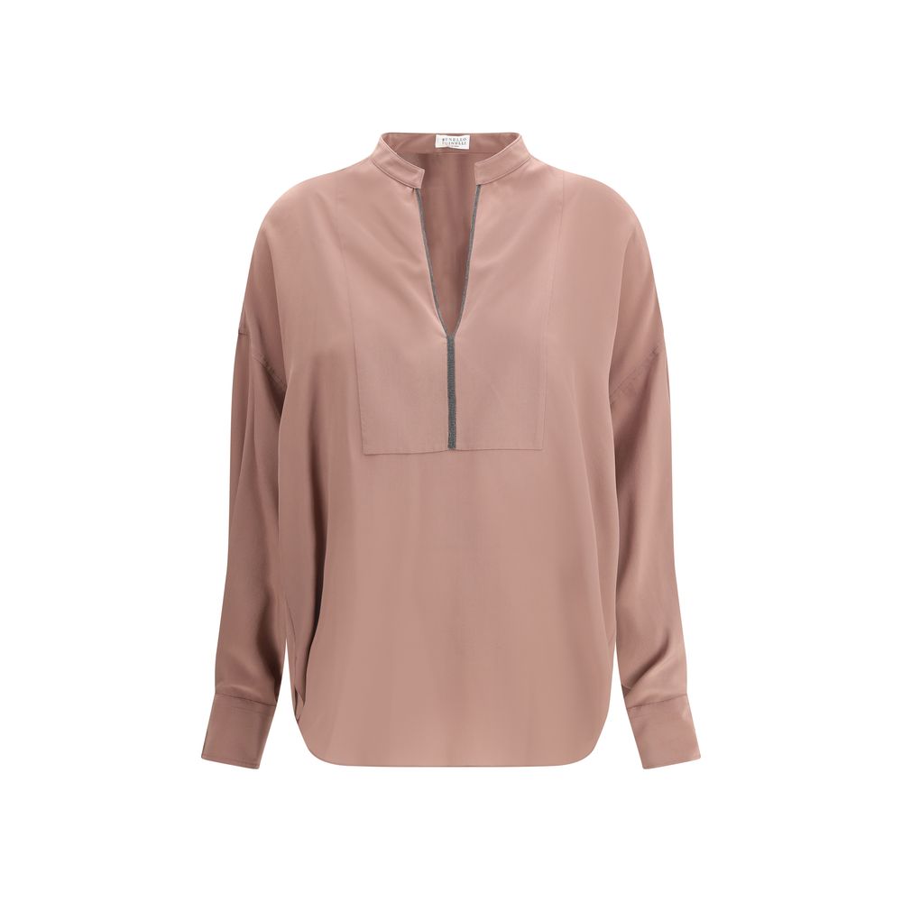 Blouse Brunello Cucinelli en soie blanche