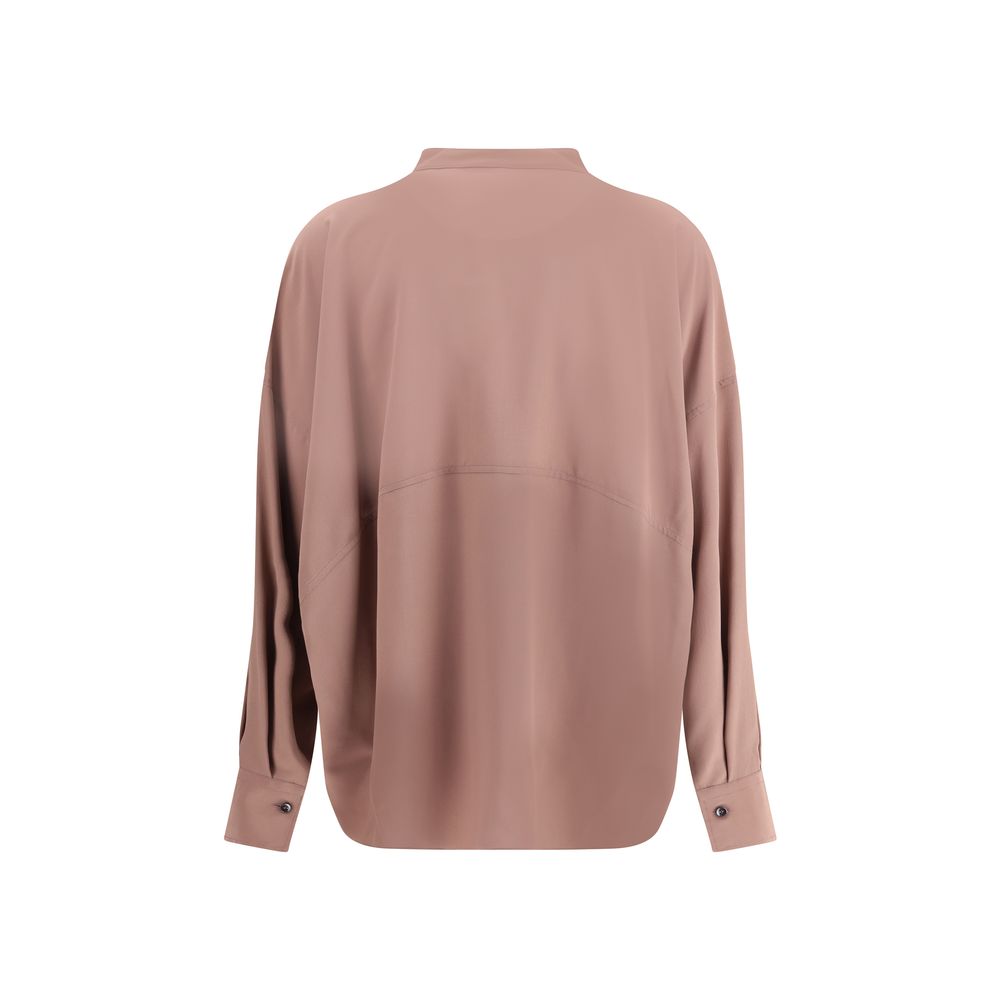 Blouse Brunello Cucinelli en soie blanche