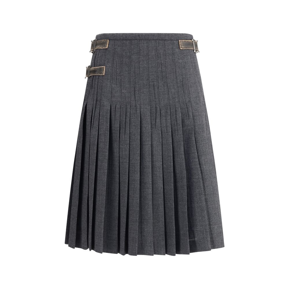 Jupe plissée Prada en mohair brun