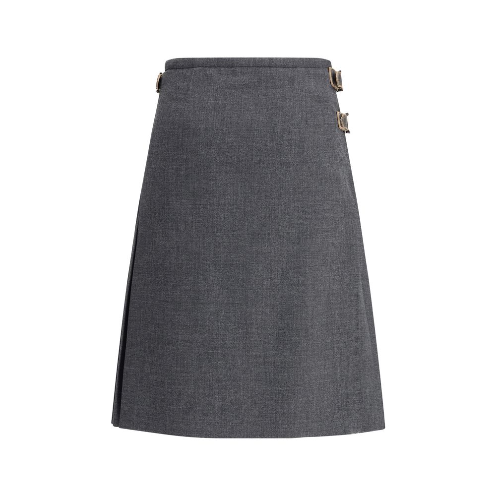 Jupe plissée Prada en mohair brun