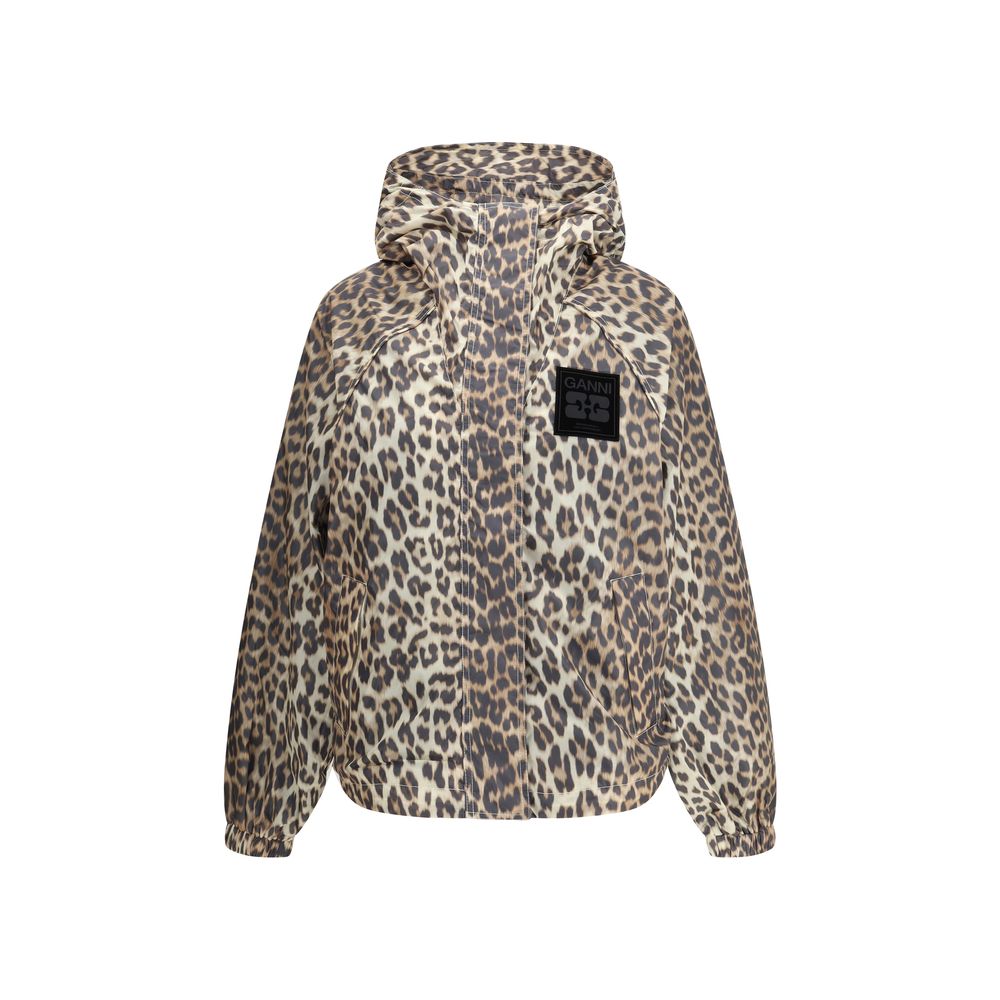 Imperméable Ganni motif léopard beige