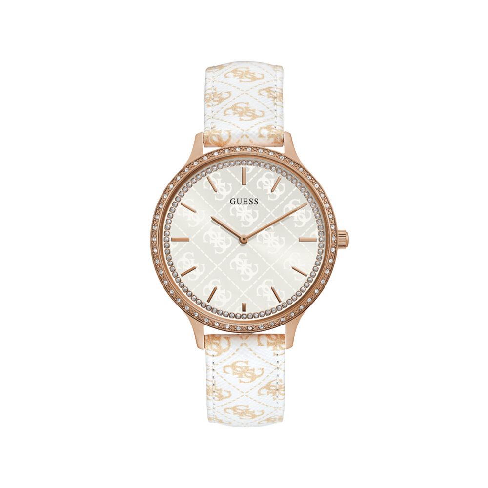 Montre en cuir blanche grise