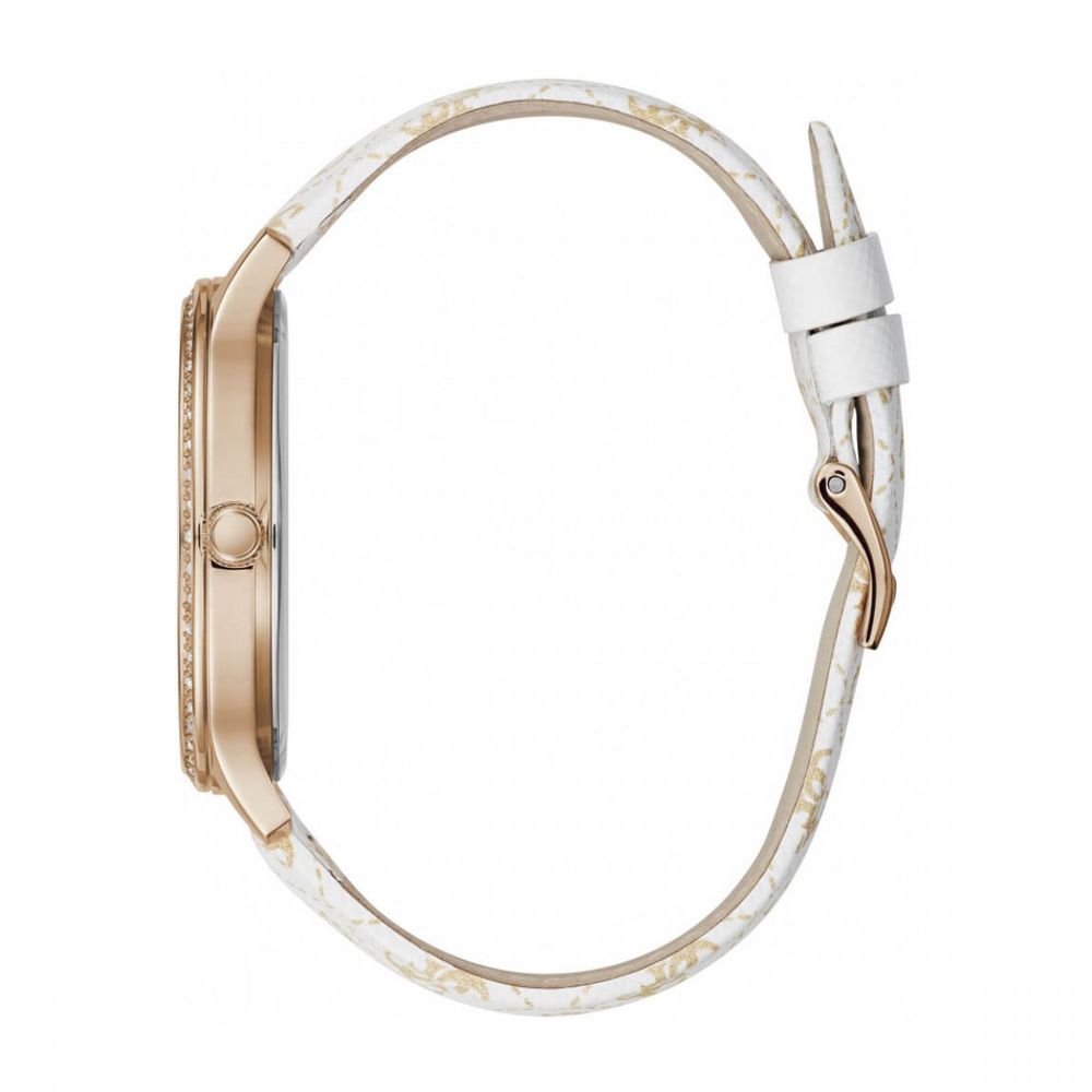 Montre en cuir blanche grise