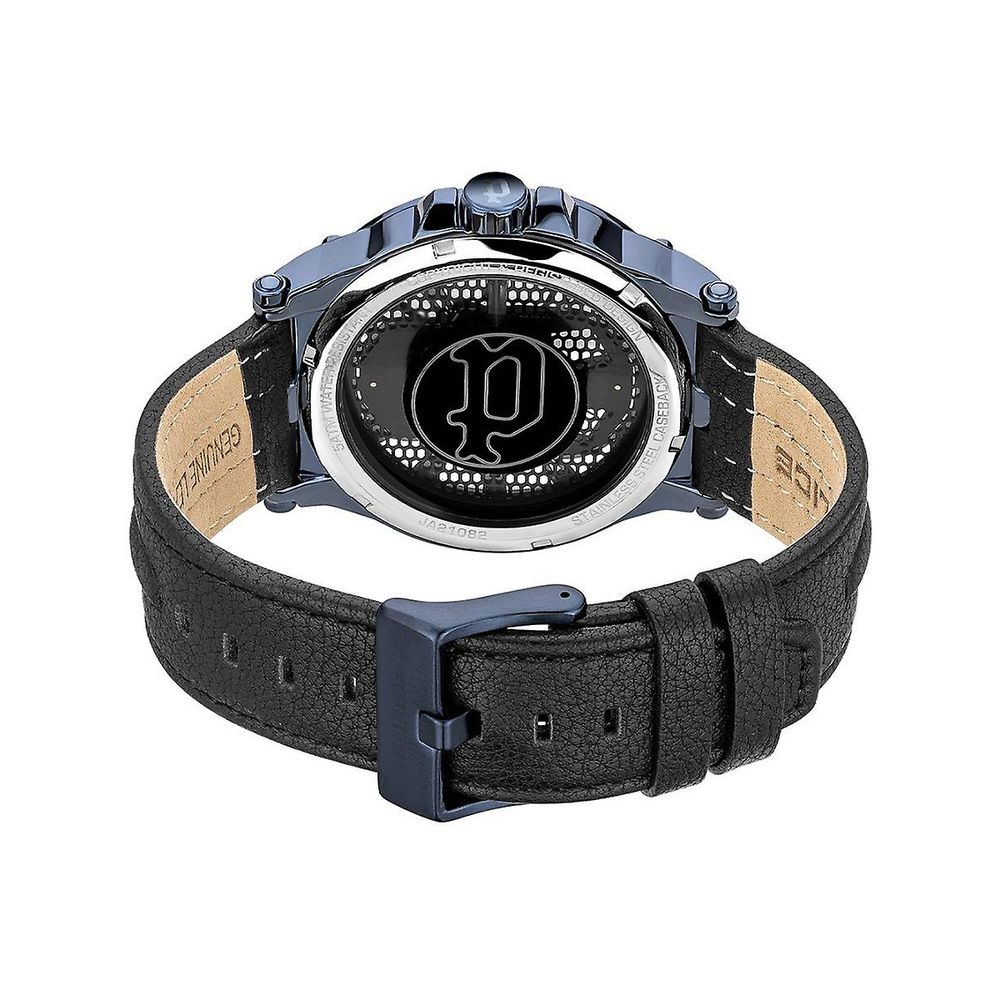 Montre Black Leather Cuir noire