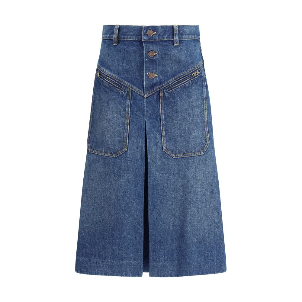 Jupe midi Chloé en denim bleu