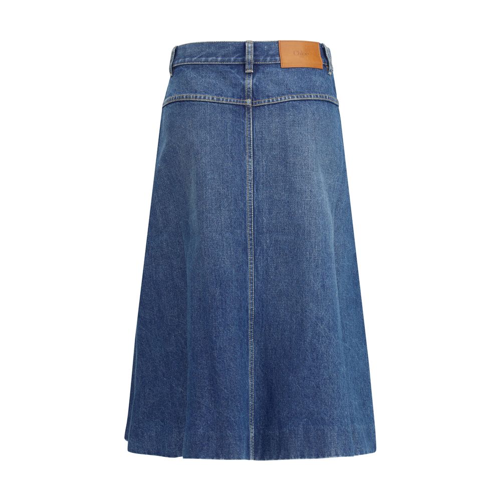 Jupe midi Chloé en denim bleu