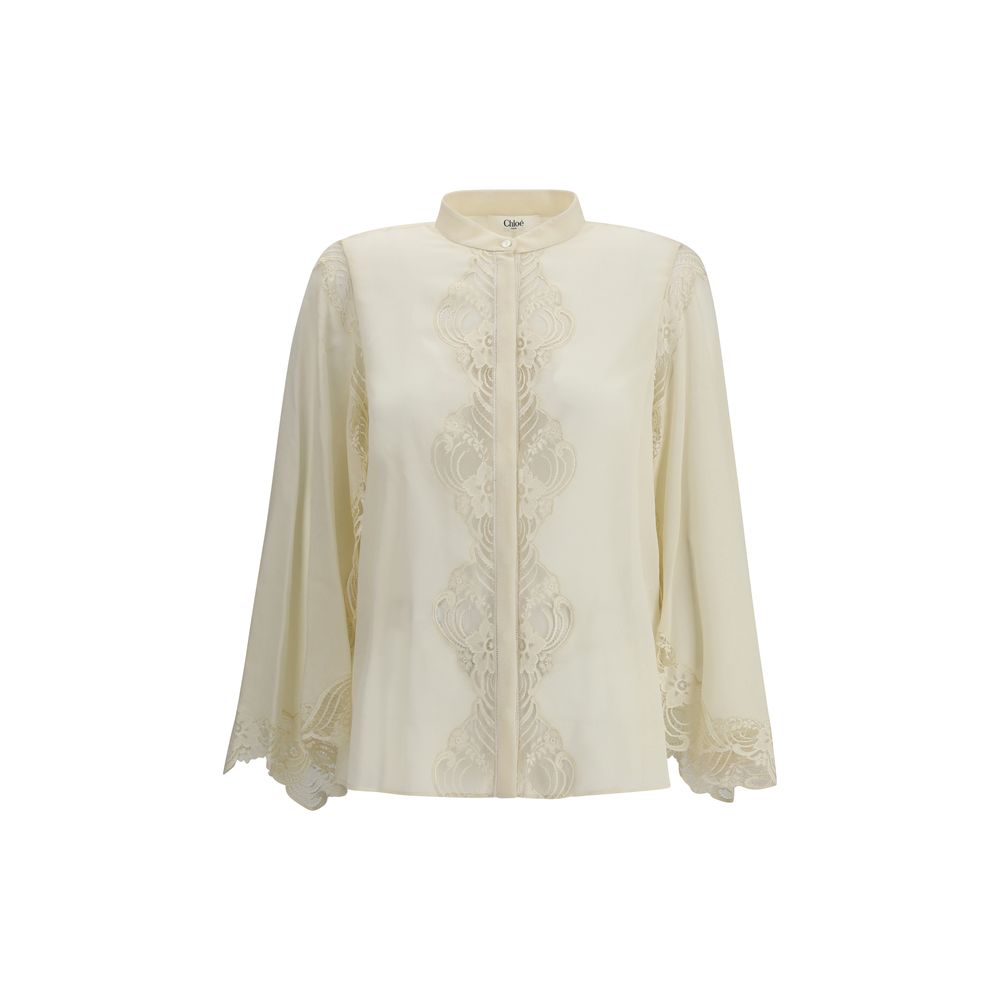 Blouse Chloé en soie géorgette blanche