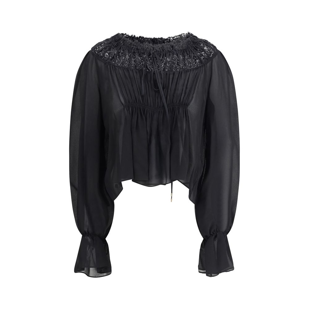 Top Chloé en soie georgette naturel
