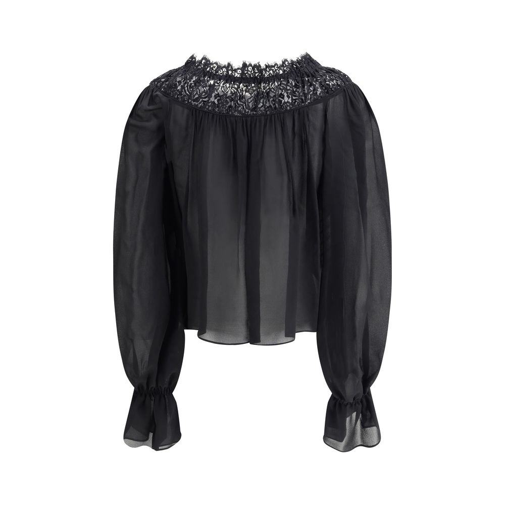 Top Chloé en soie georgette naturel