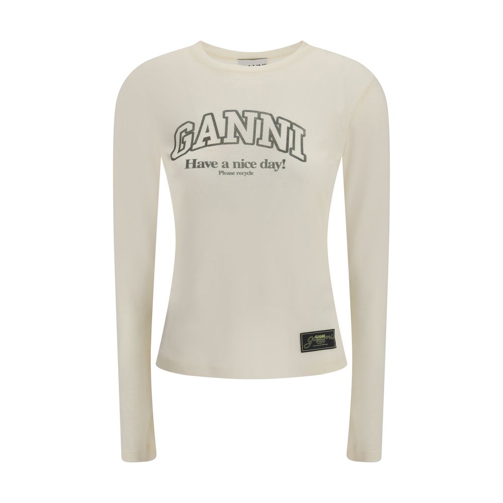 T-shirt Ganni à manches longues noir