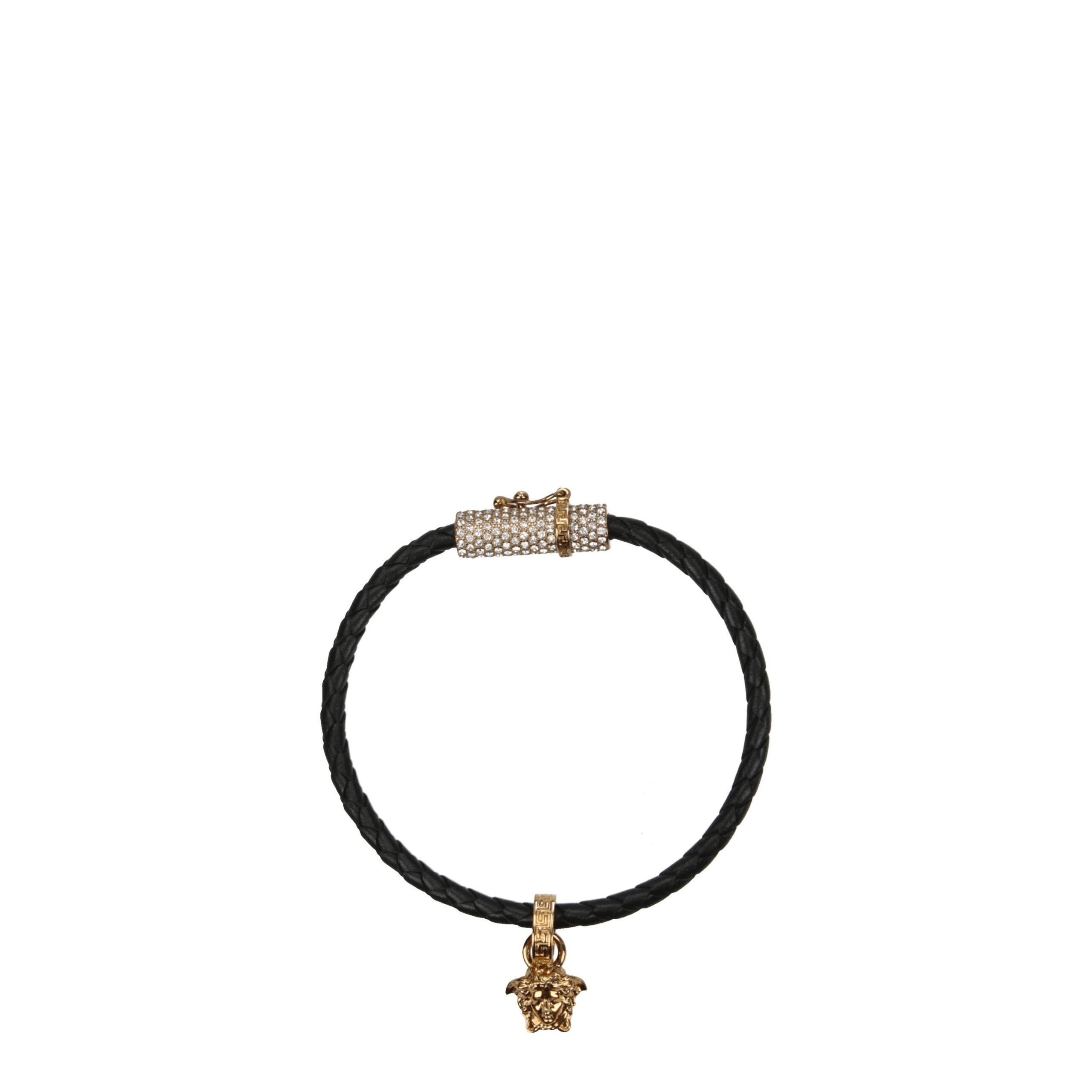 Bracelet Versace avec détail doré noir