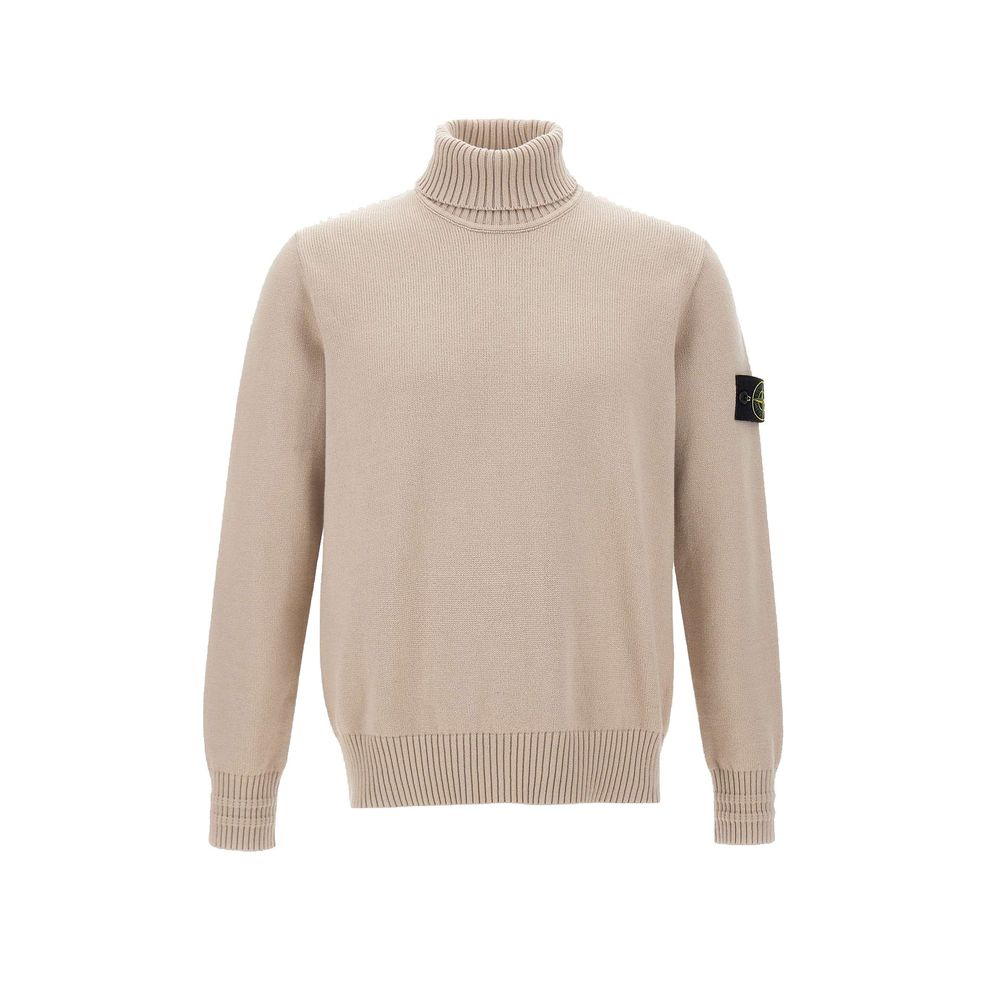 Pull col roulé homme beige