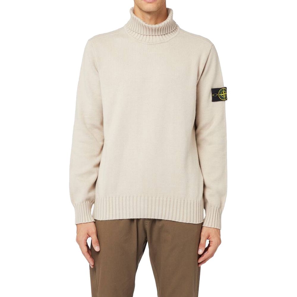 Pull col roulé homme beige