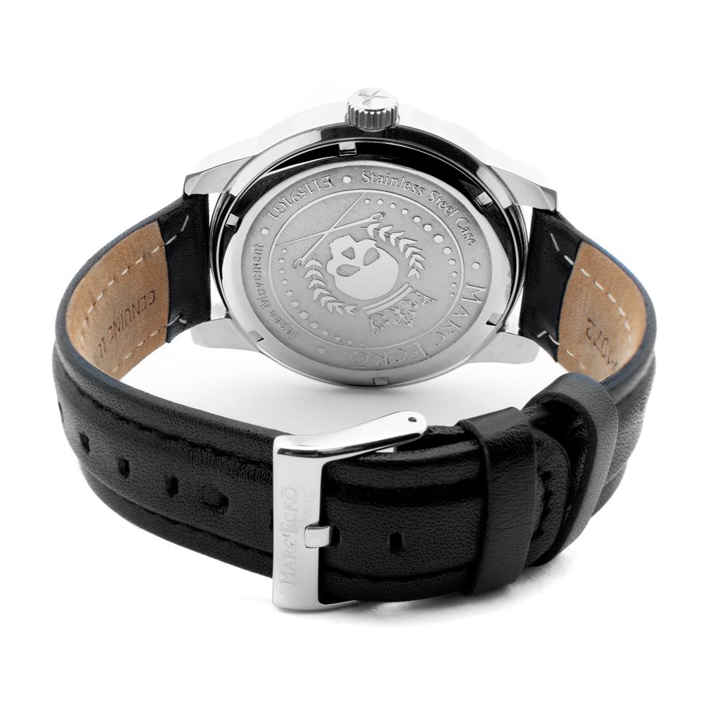Montre Black Leather Quartz noire