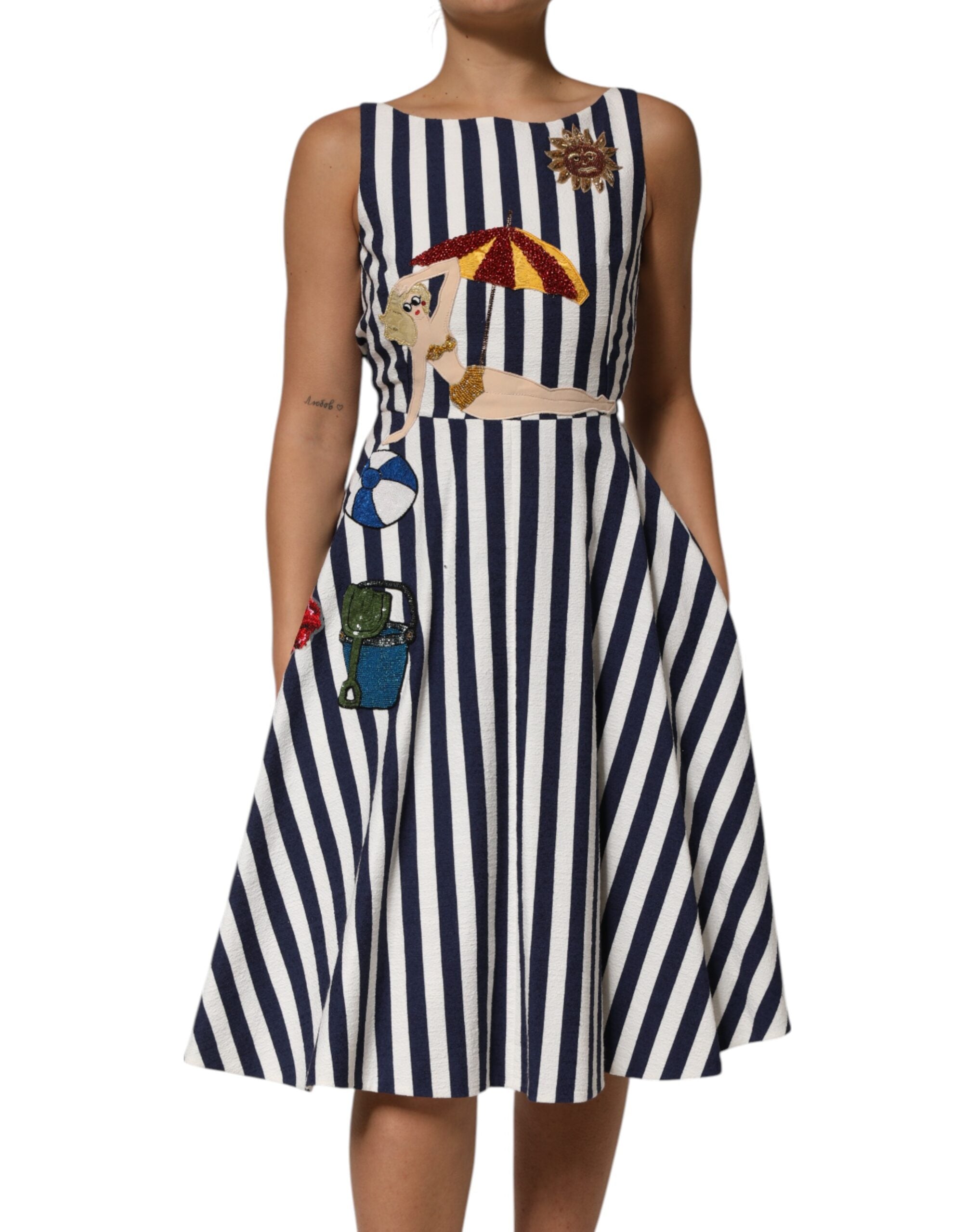 Robe Dolce & Gabbana A-line bleu blanc