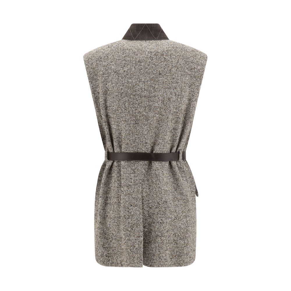 Gilet Brunello Cucinelli en laine herringbone