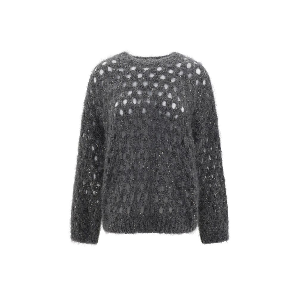 Pull Brunello Cucinelli perforé beige