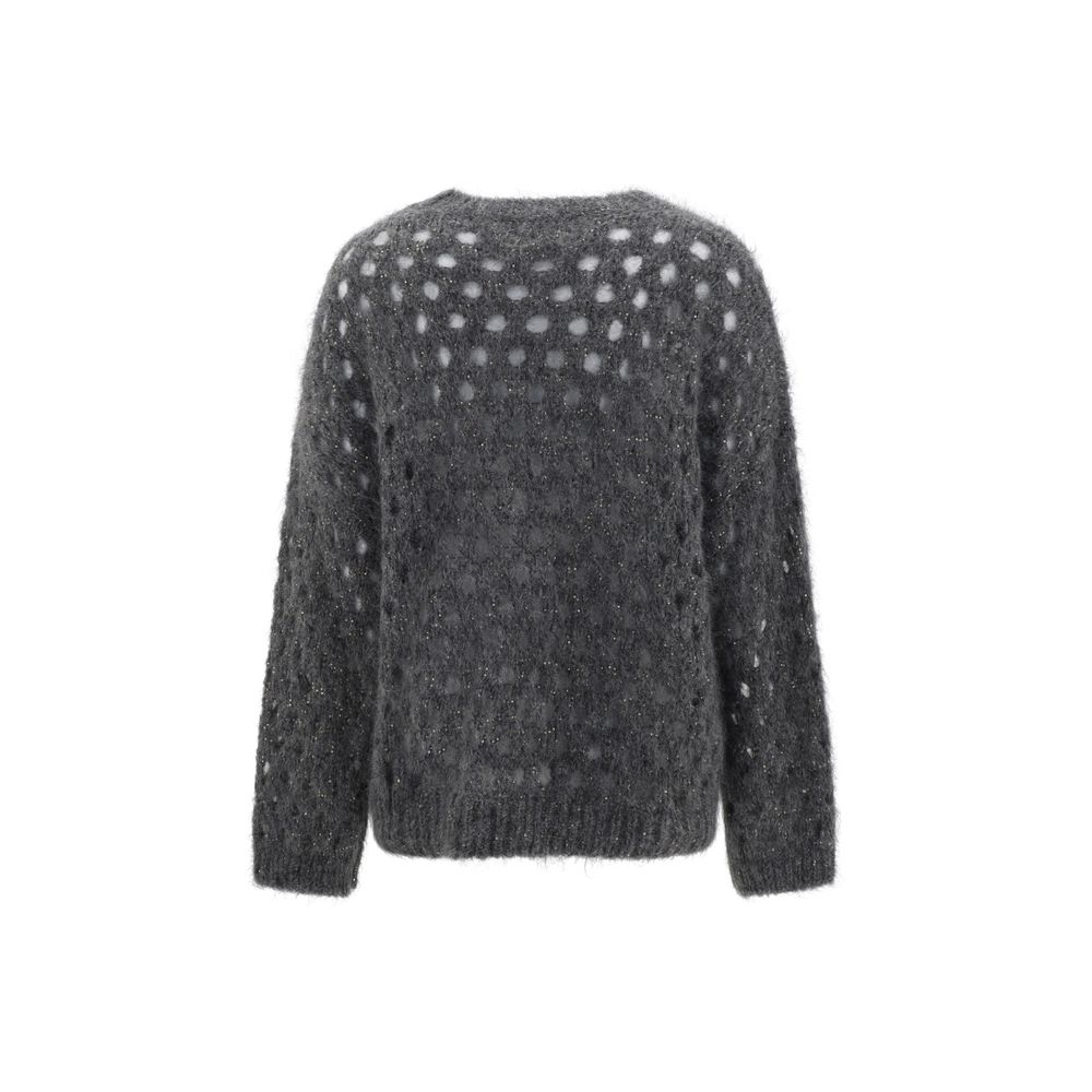 Pull Brunello Cucinelli perforé beige