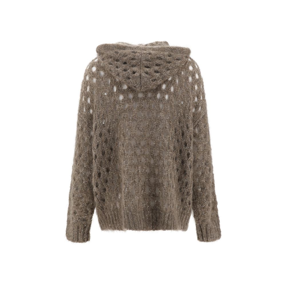 Cardigan Brunello Cucinelli perforé gris