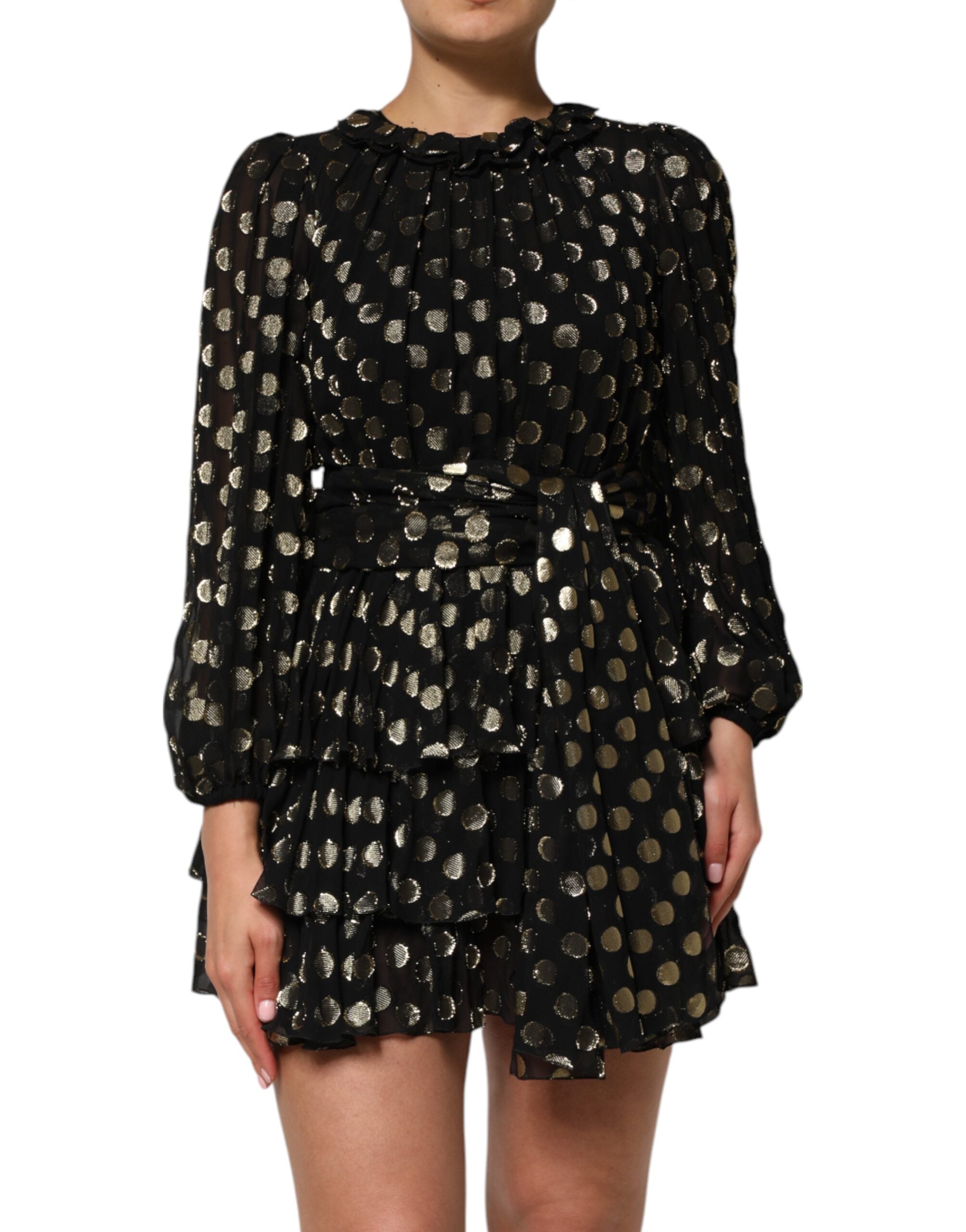 Robe mini Dolce & Gabbana noire à pois dorés