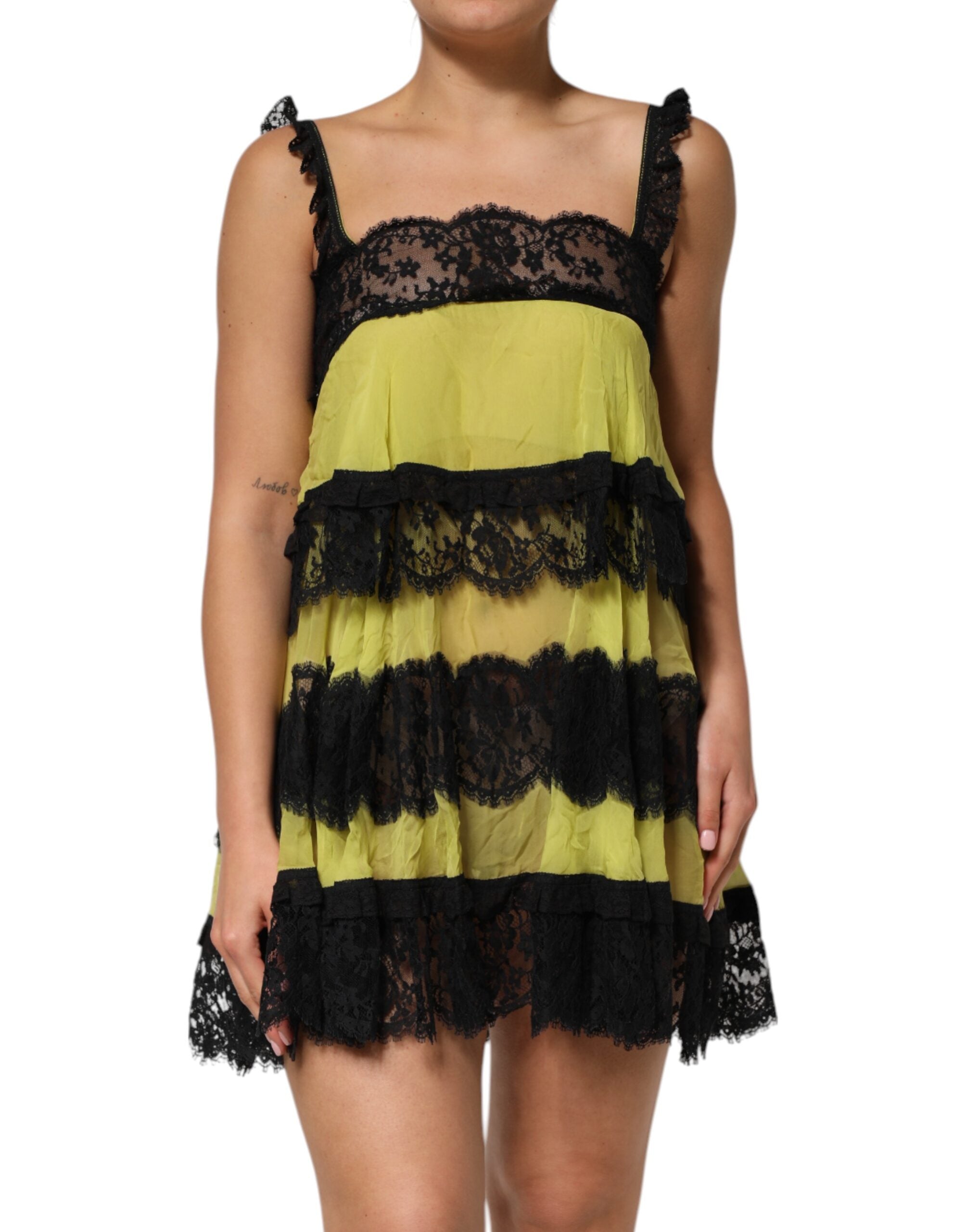 Chemise babydoll Dolce & Gabbana jaune noire
