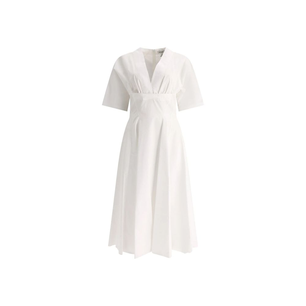 Robe midi Alaïa col V blanche