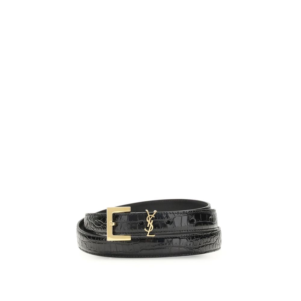 Ceinture Saint Laurent Cassandre noire