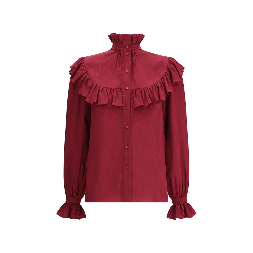 Chemisier Saint Laurent volants paisley ton sur ton