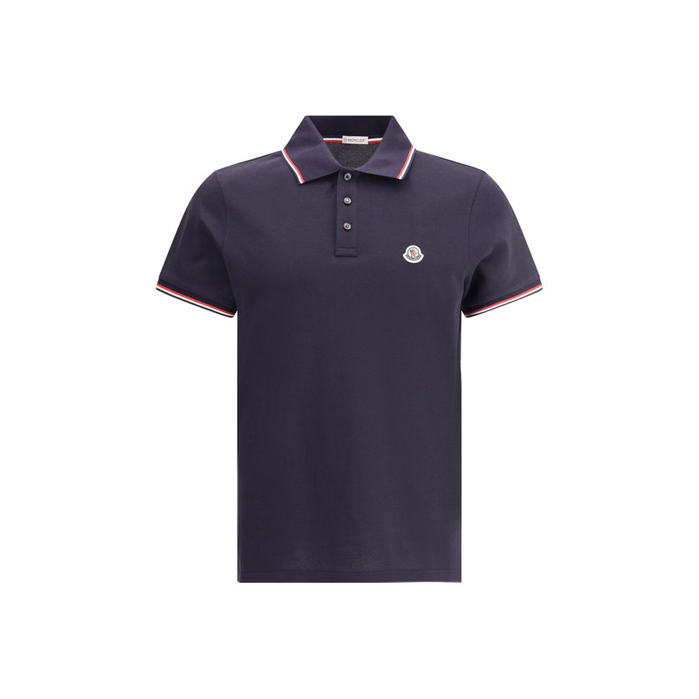 Polo Moncler classique tricolore blanc
