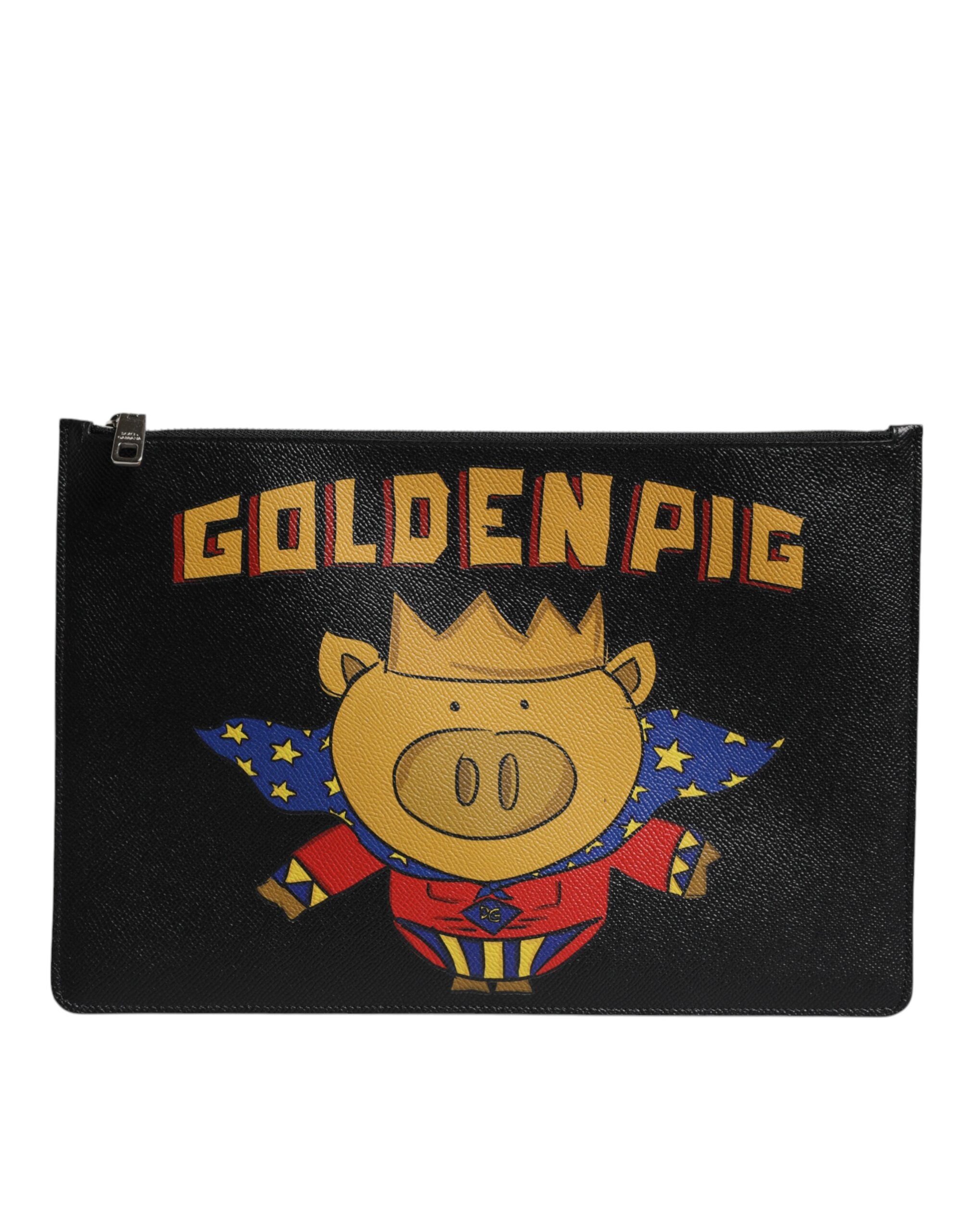 Pochette Dolce & Gabbana noir avec détails multicolores
