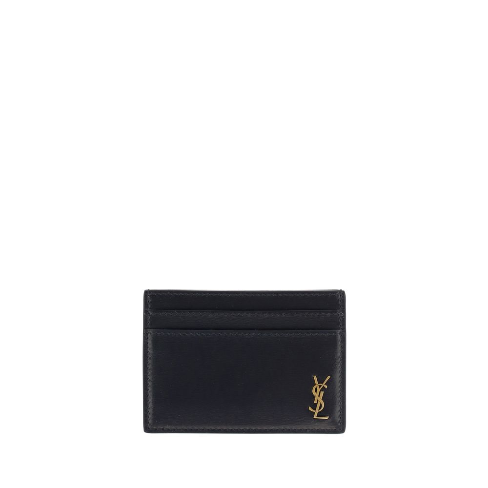 Porte-cartes Saint Laurent en cuir noir